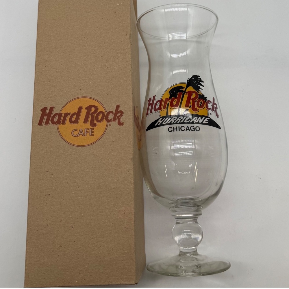 Hard Rock Cafe Chicago Hurricane Glass Souvenir Barware with Original Box
